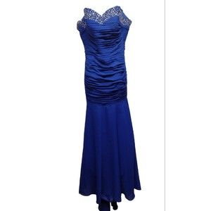 Mermaid Formal Evening Gown Blue Maxi Dress No Brand Or Size Appears S/M